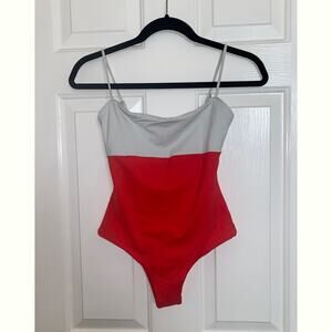 Tavik Scarlett Color Blocked Swimsuit Light Blue Hibiscus One Piece Small NWT